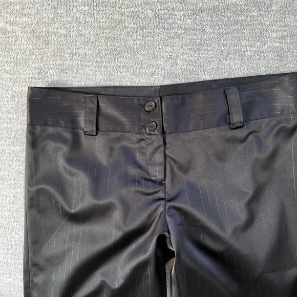 Wrapper Black Satiny Metallic Pinstripe Flare Trousers - Picture 4 of 6
